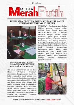 Terdakwa Pecatan Polisi Coba Curi Kabel Telkom Sepanjang 25 Meter