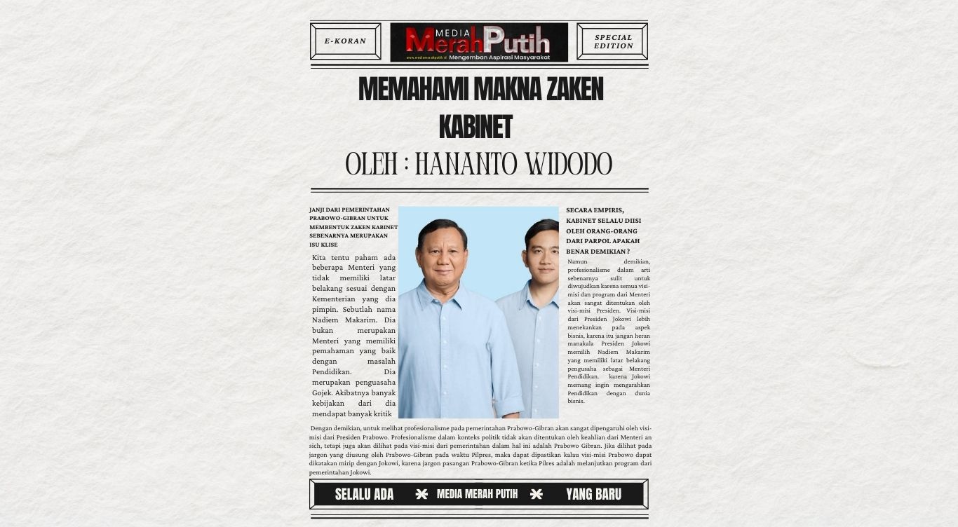 Perbincangan mengenai zaken kabinet ini merupakan perbincangan yang cukup usang, karena pada awal Orde Reformasi, pada setiap pembentukan pemerintahan baru, isu ini selalu muncul. Artinya setiap akan ada pergantian pemerintahan, janji dari pemerintah baru