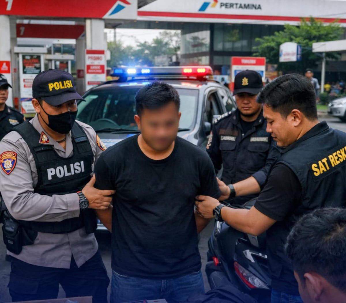 AP (37), warga Desa Tanah Merah Dajah, Madura diringkus Satreskrim Polresta Sidoarjo saat hendak bertransaksi menjual rokok ilegal di kawasan SPBU Aloha, Sidoarjo yang sebalumnya ia pasarkan melalui media sosial di grup ‘Komunitas Rokok Sidoarjo | MMP | I